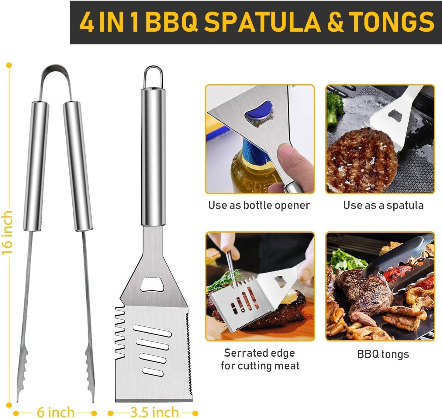 34-Piece Premium BBQ Grill Accessories Set - Stainless Steel - Gift for Enthu...