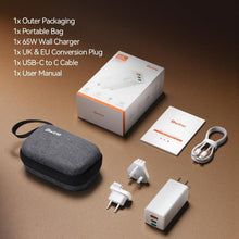Load image into Gallery viewer, Portable 65W Charger with Short Circuit Protection - 3 Ports for Every Device