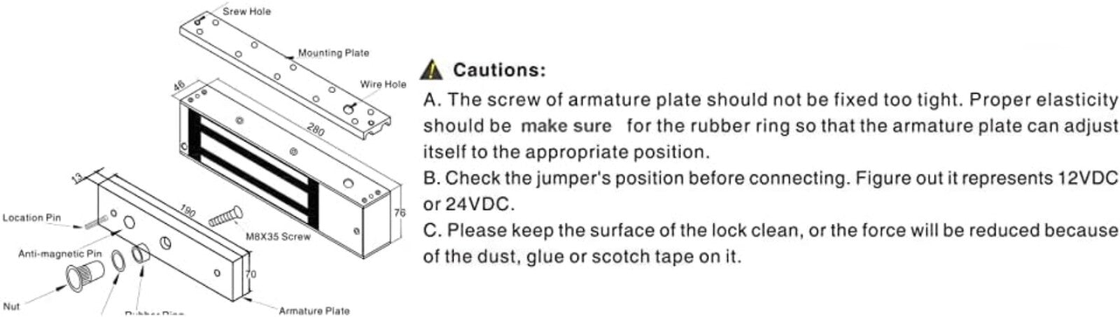 Elegant 500KG Electromagnetic Lock with Armature Plate - Access Control Solution