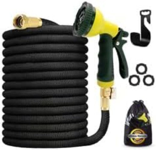 Durable 150ft Expandable Hose with 10 Adjustable Spray Patterns & Storage Bag