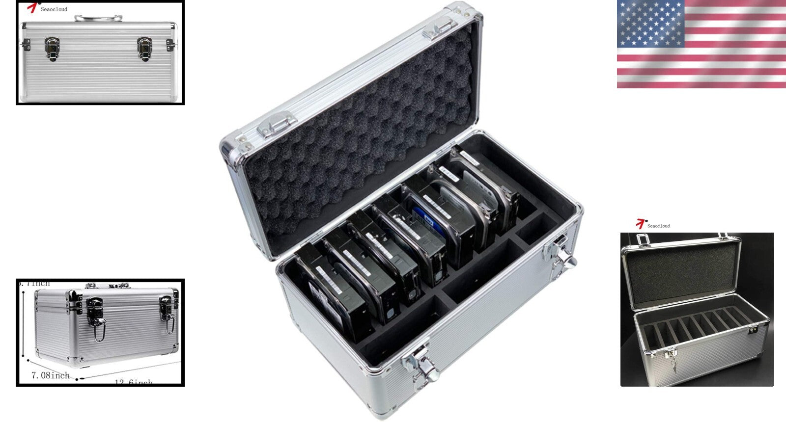 Durable Aluminum-Wrapped 10-Bay Storage Case for 3.5" HDDs - Lockable Design