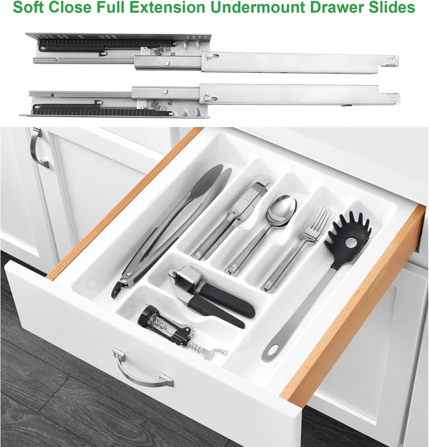 Heavy-Duty 14-Inch Undermount Drawer Slides with Soft Close - 6 Pairs Included
