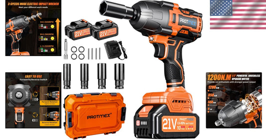 Compact 900 Ft-lbs Cordless Impact Wrench with Adjustable Torque Features