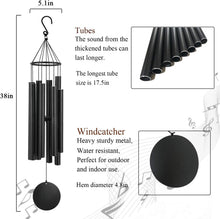 Load image into Gallery viewer, Elegant Black Wind Chimes 38” - Waterproof, Adjustable for Gardens &amp; Memorials