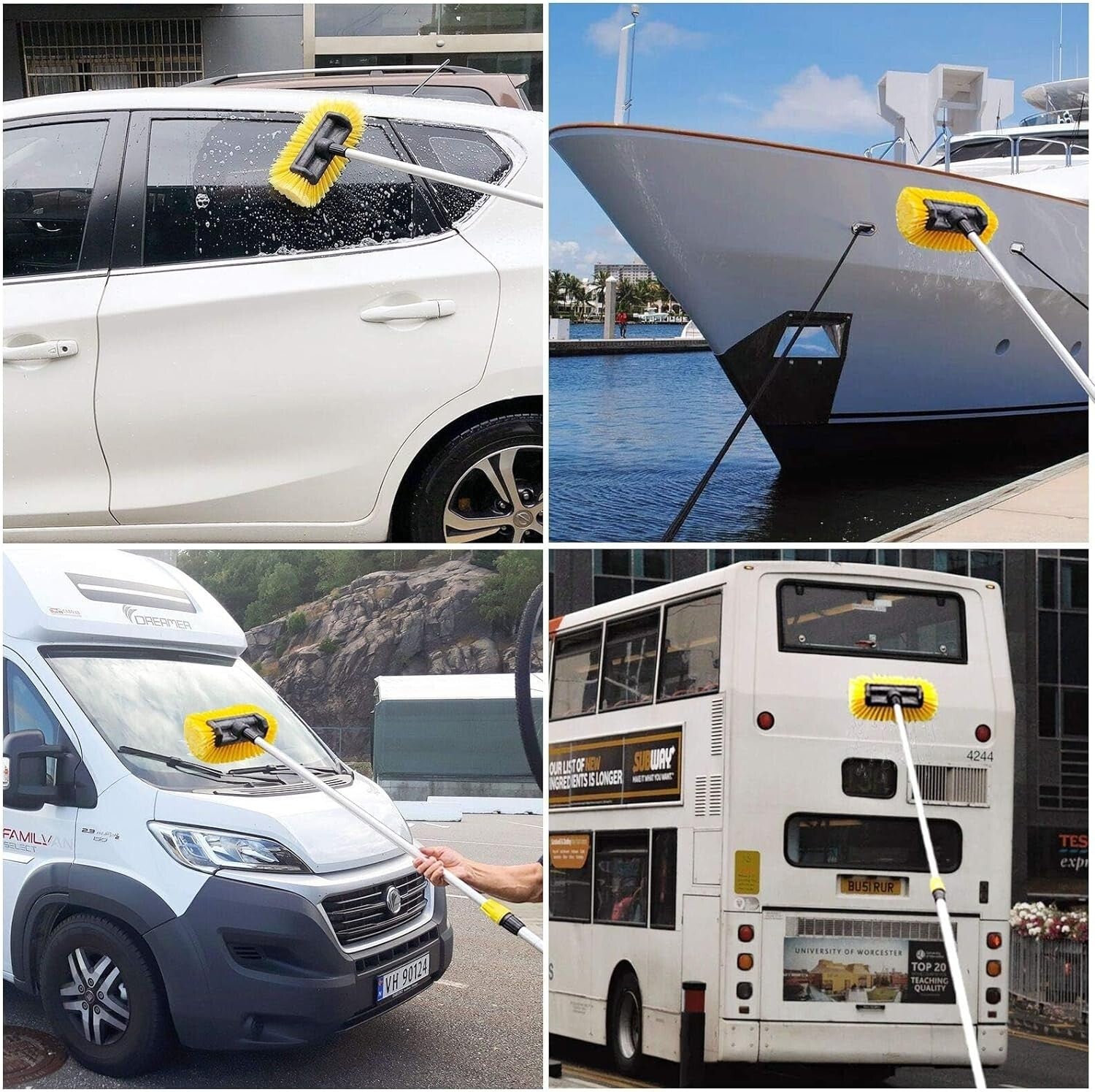 Adjustable Telescopic Car Brush with Hose Connection - Safe & Efficient Cleaning