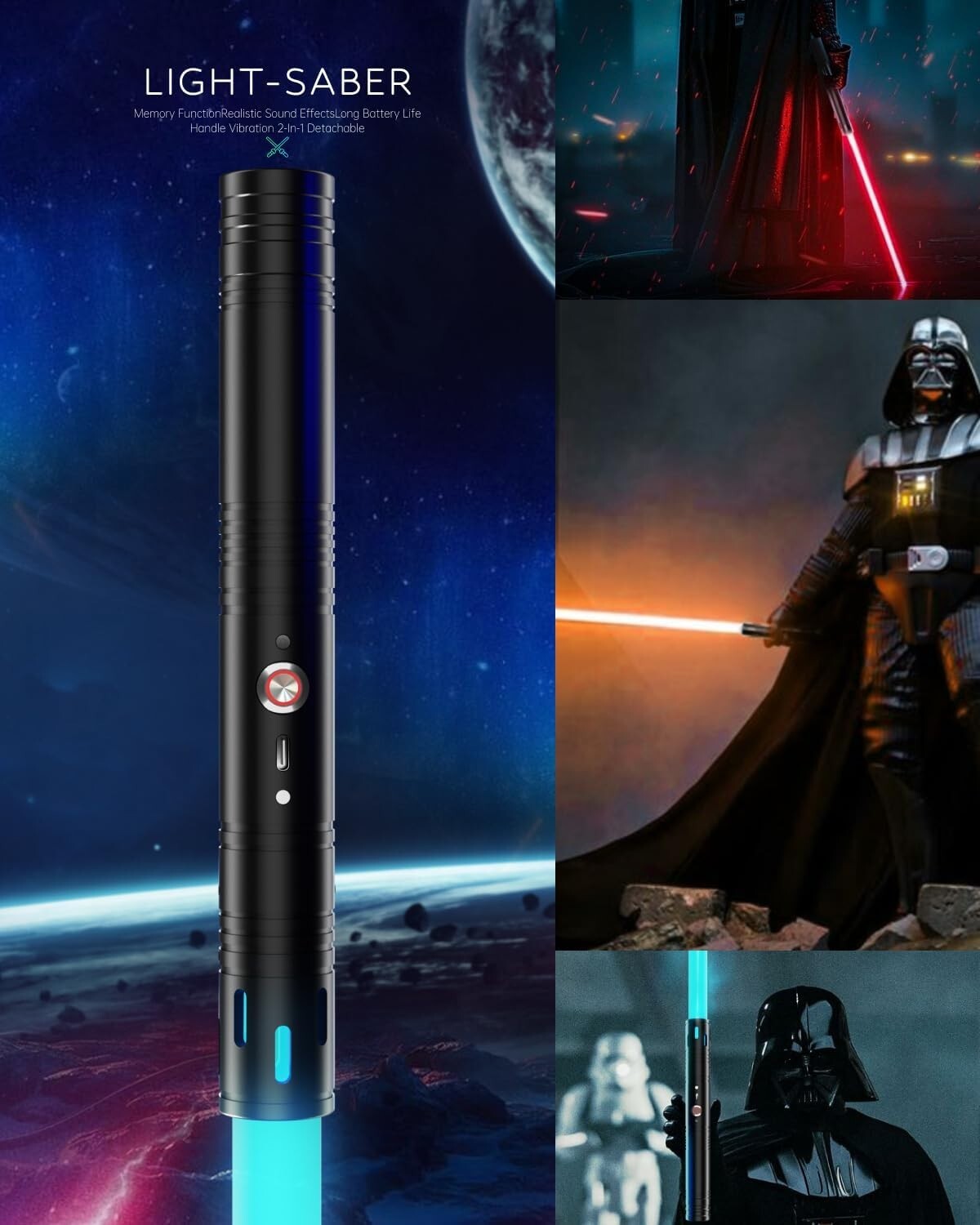 Dueling Lightsaber Toy - 20 Colors & Sounds, Rechargeable for Kids & Adults