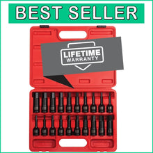 Load image into Gallery viewer, 20-Piece 1/2" Drive Impact Hex Driver Set: SAE &amp; Metric, Cr-Mo Steel Quality