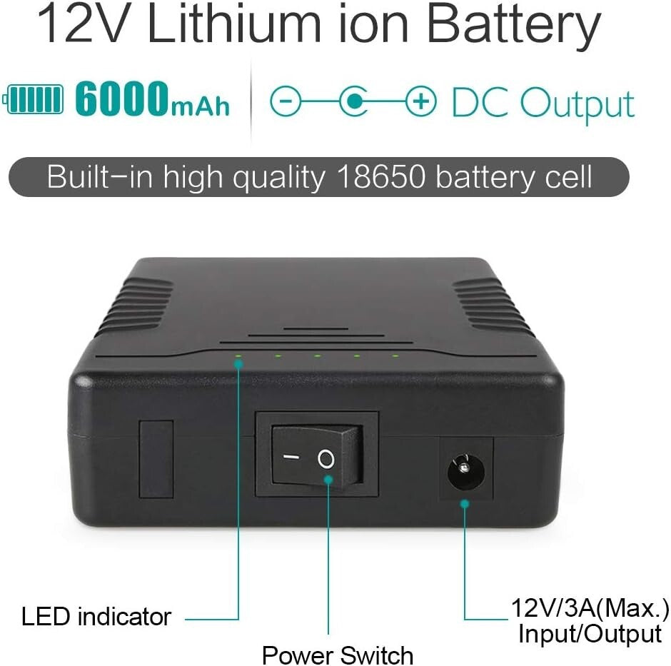 11.1V 6000mAh Lithium-ion Battery Pack with AC Charger - Ideal for 12V Devices
