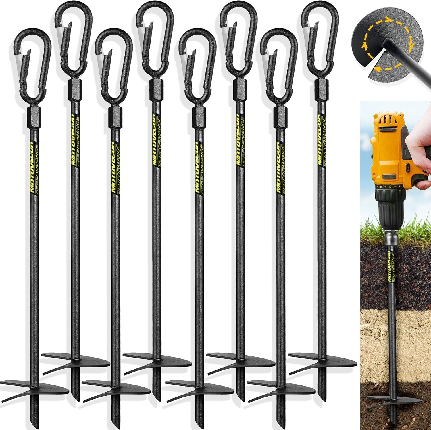 18” Tungsten Steel Ground Anchors with High Wind Resistance – 1000 lbs Capacity