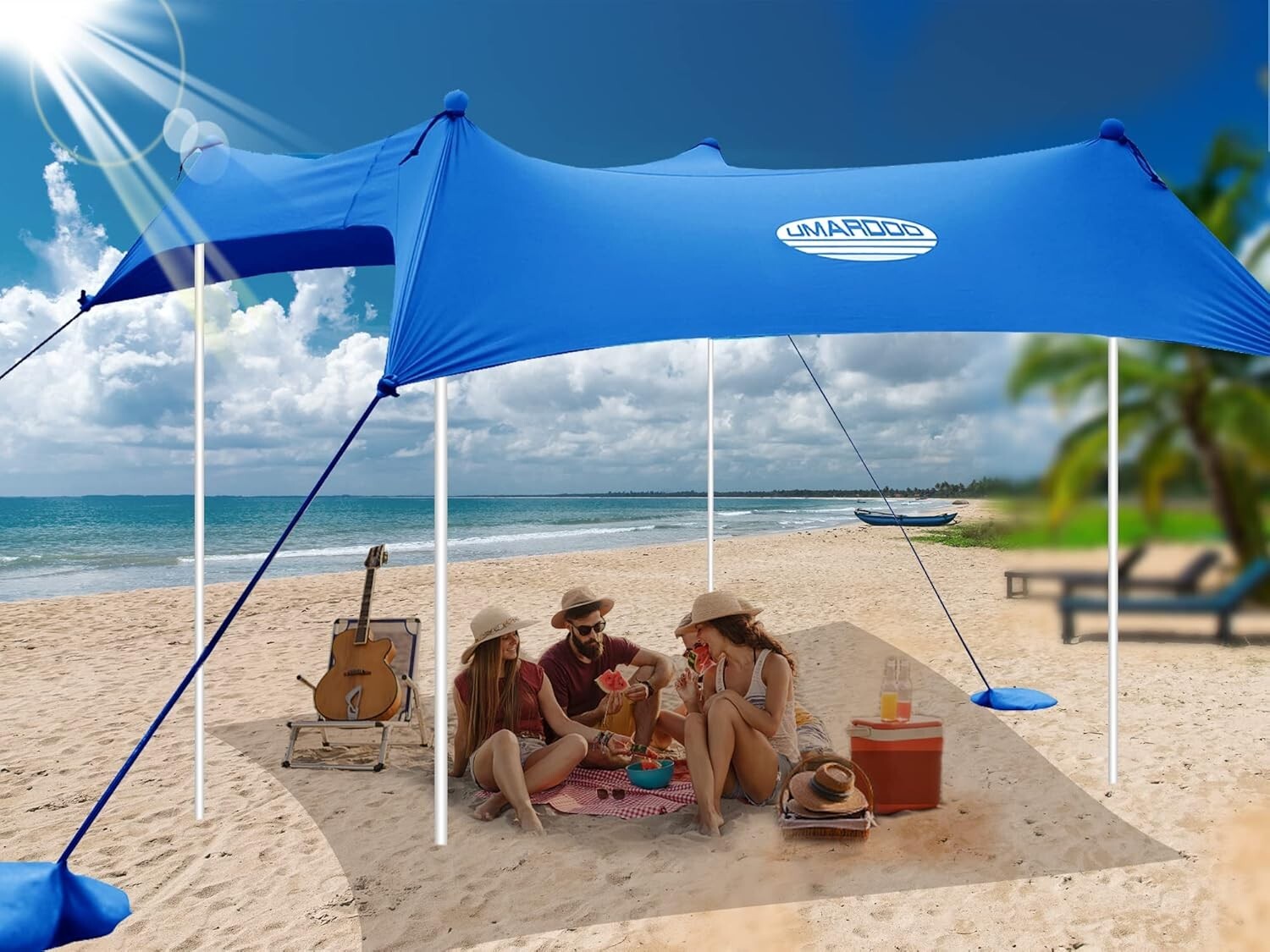10×10FT Portable Beach Tent with UPF 50+ Sun Protection - Family Outdoor Shelter