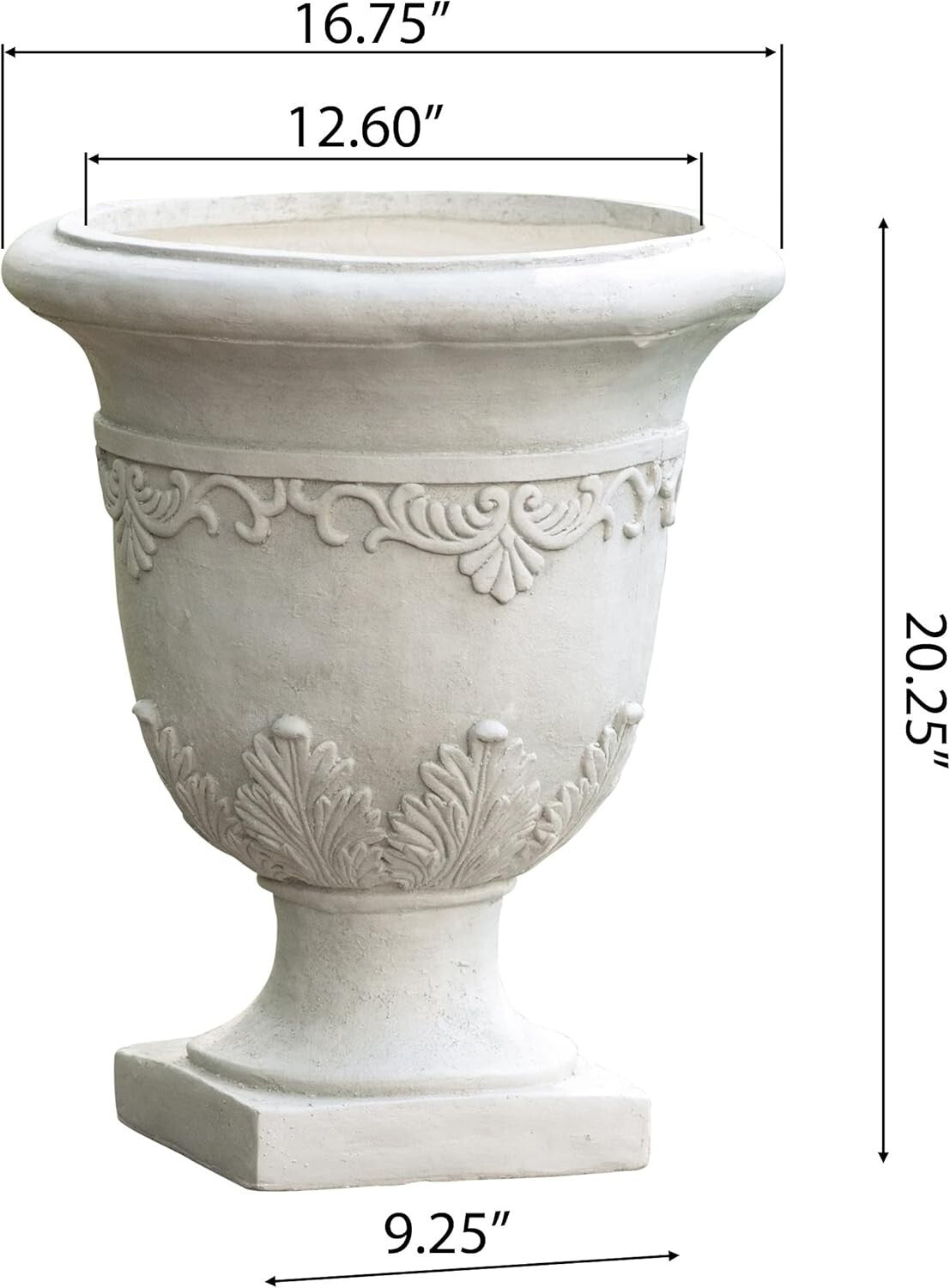 Weather-Resistant 20" Moroccan Stone Planter Urn for Traditional Garden Elegance
