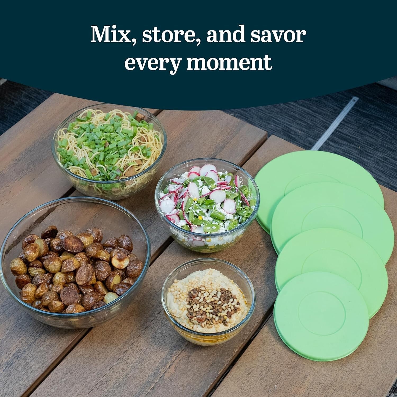 Multi-Size Glass Mixing Bowl Set with Lids - Perfect for Baking and Storage