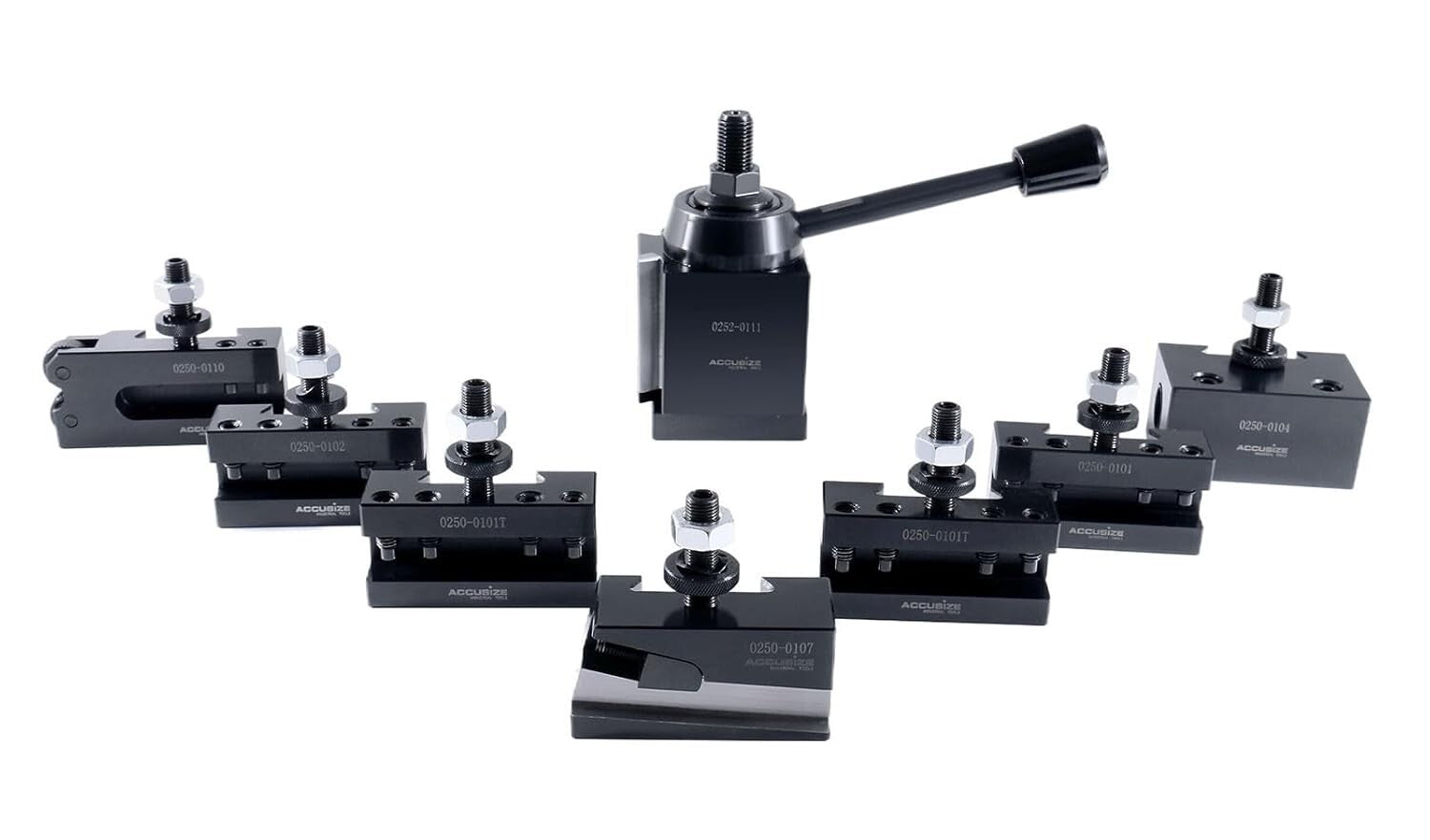 8-Piece Hardened Steel Quick Change Tool Post Set for Versatile Lathe Operations