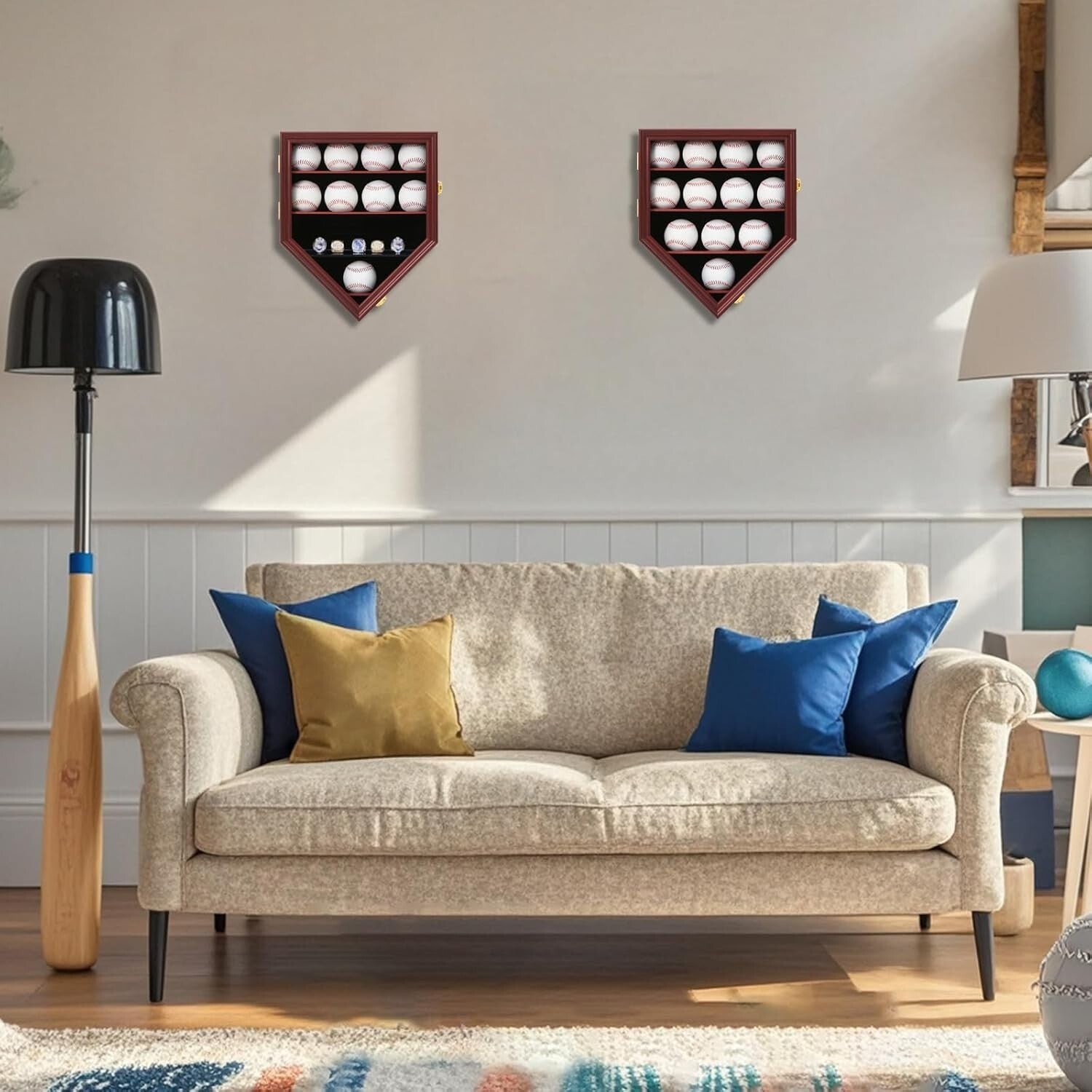 Beautifully Crafted Wall-Mounted Mahogany Case for Baseballs - UV & Shatterproof