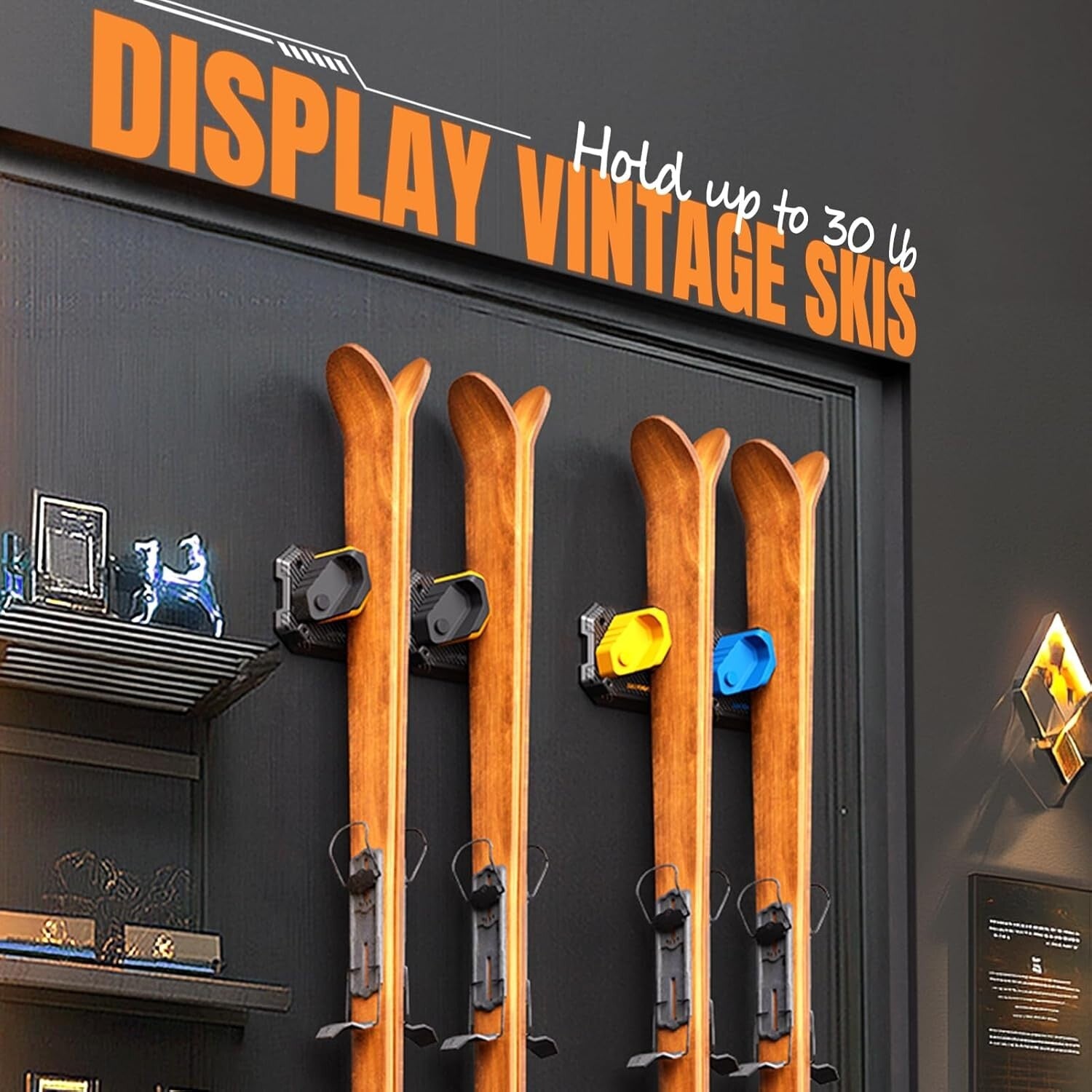 Elegant Vertical Ski Storage Solution - Slip-Resistant, Damage-Free Holders