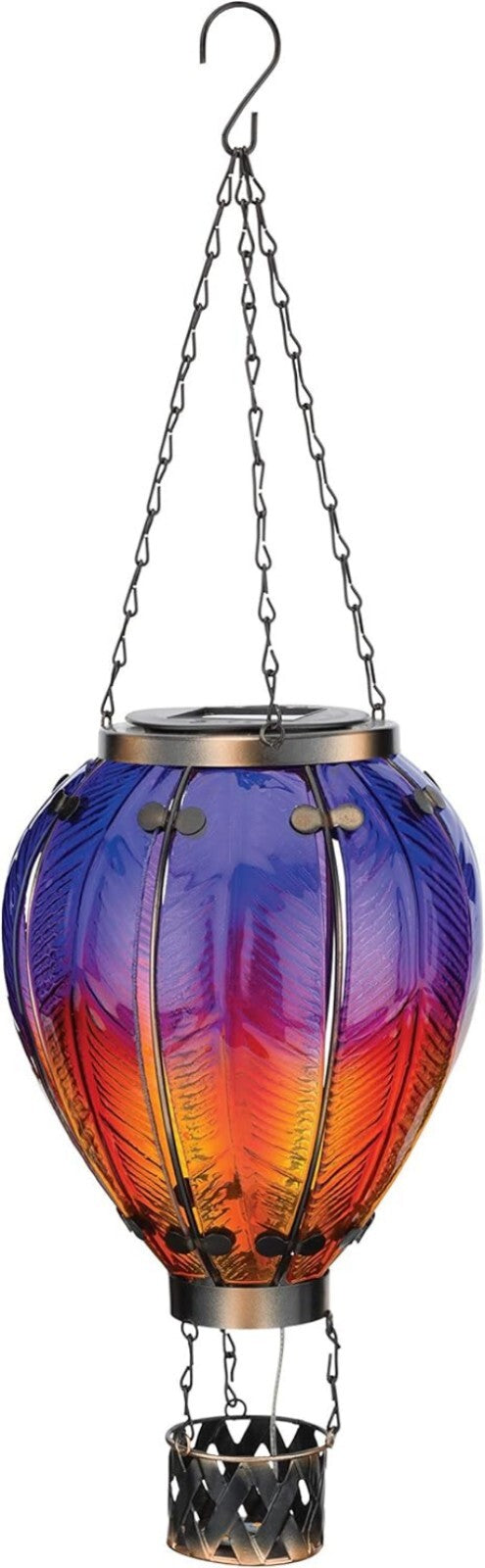 Durable Metal and Glass Solar Hot Air Balloon Lantern – Perfect for Garden Decor