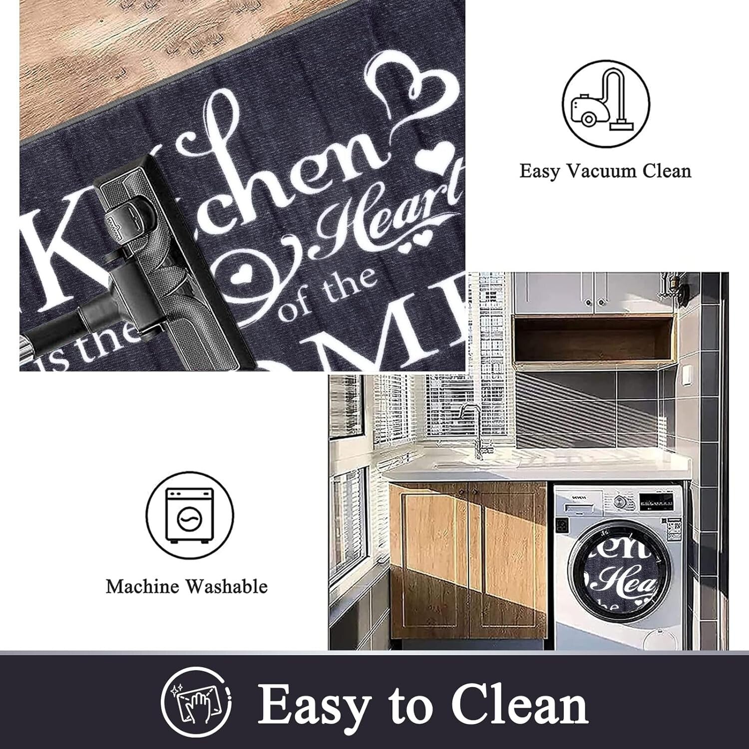 Chic Kitchen Mats Set - 3 Washable Rugs for Farmhouse & Entryway Spaces