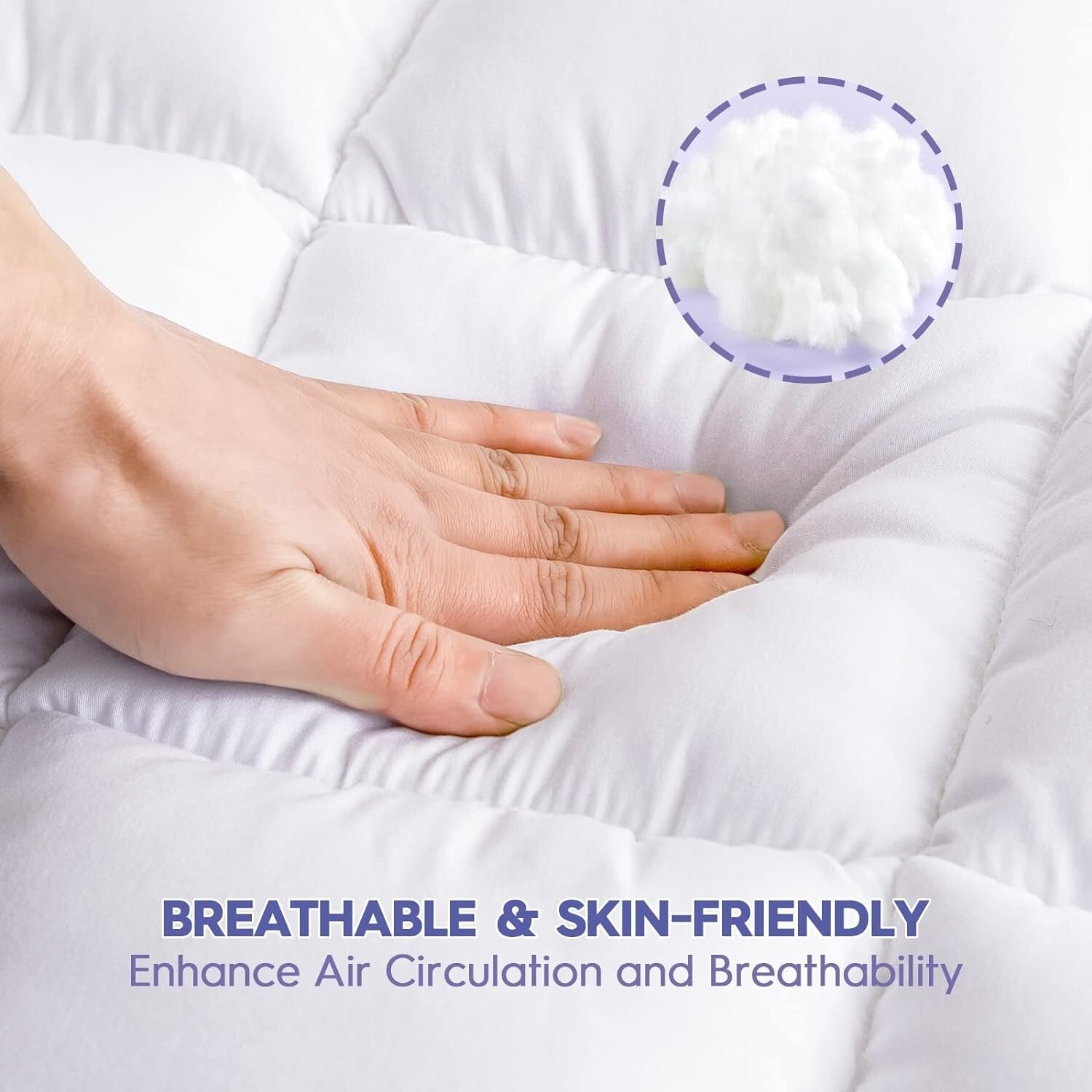 Queen Mattress Topper with Cooling Gel & Pillowtop - Ideal for Back Pain Relief