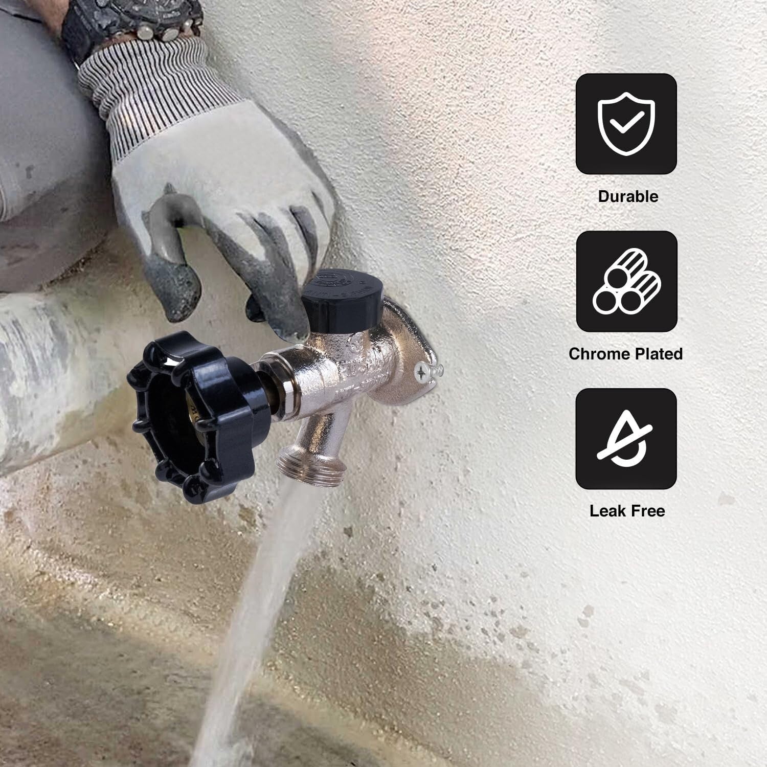 Frost-Free 10'' Chrome Plated Brass Sillcock with Vacuum Breaker - Anti-Siphon