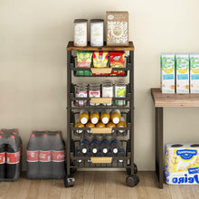 Load image into Gallery viewer, Rolling Vegetable Storage Cart with Wooden Top - 4 Tier Organization for Kitchen