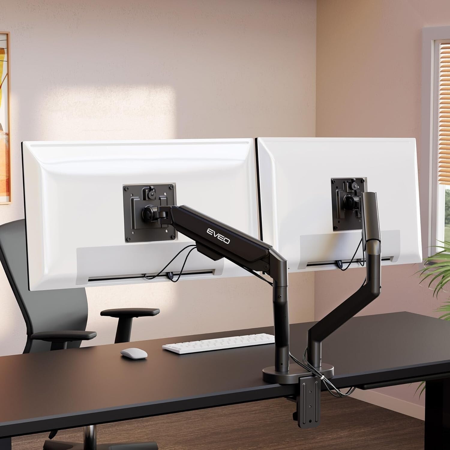 Alloy Steel Dual Monitor Mount with 360° Flexibility - Fits 14" to 35" Displays