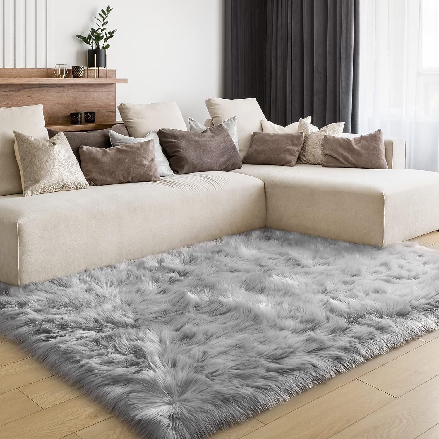 Elegant 4x6 Feet Furry Sheepskin Rug - Perfect for Living Rooms & Bedrooms