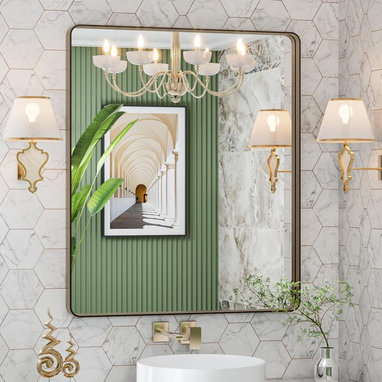 Stylish 30” x 36” Bronze Bathroom Mirror - Modern Design with Easy Installation