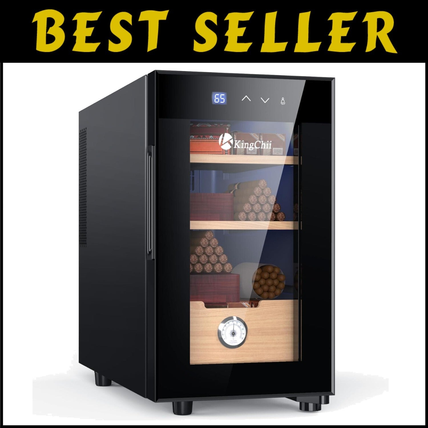 3-Layer Spanish Cedar Cigar Cabinet with Touch Control and 360° Air Circulation