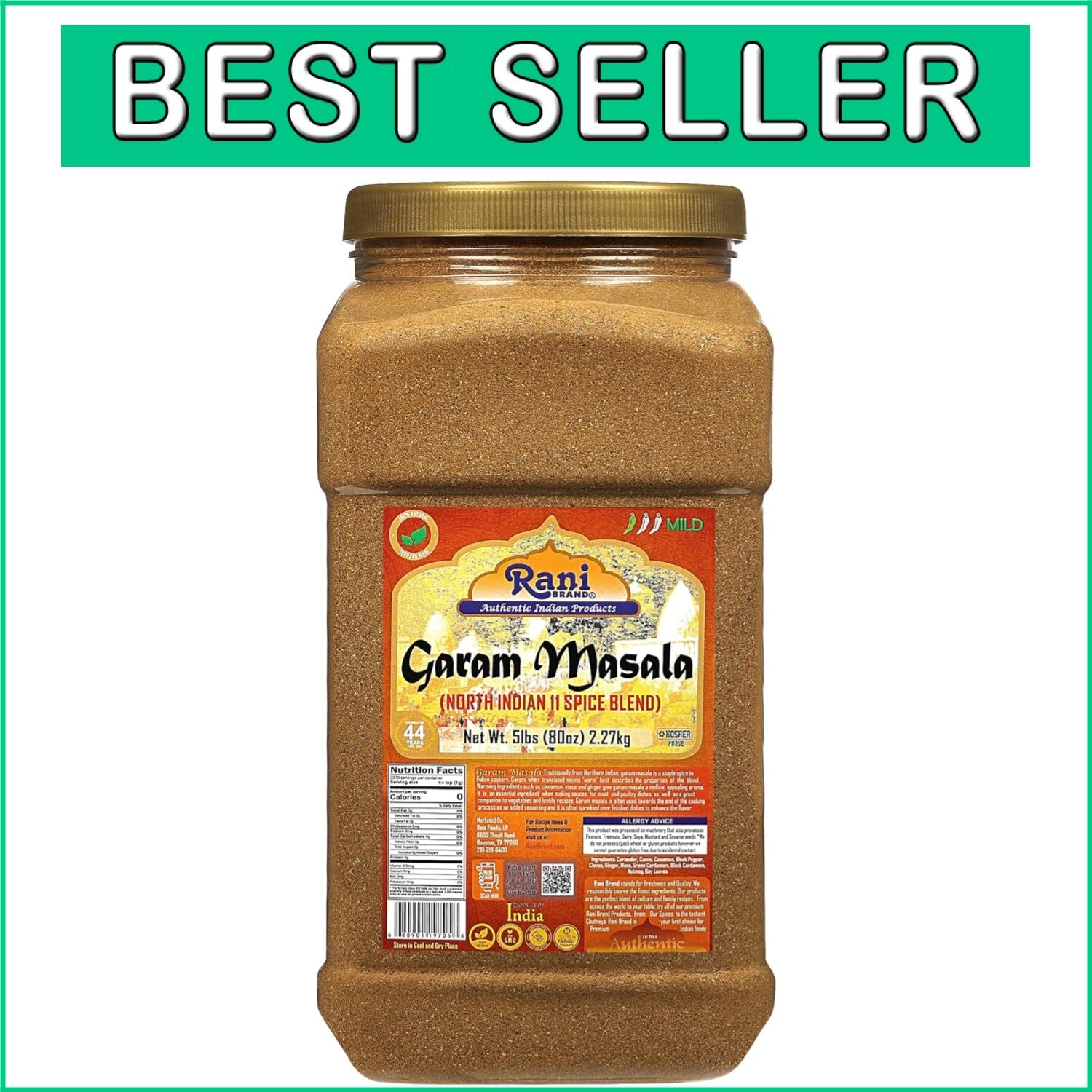 80oz Rani Garam Masala - All Natural 11-Spice Blend, Vegan & Gluten Friendly