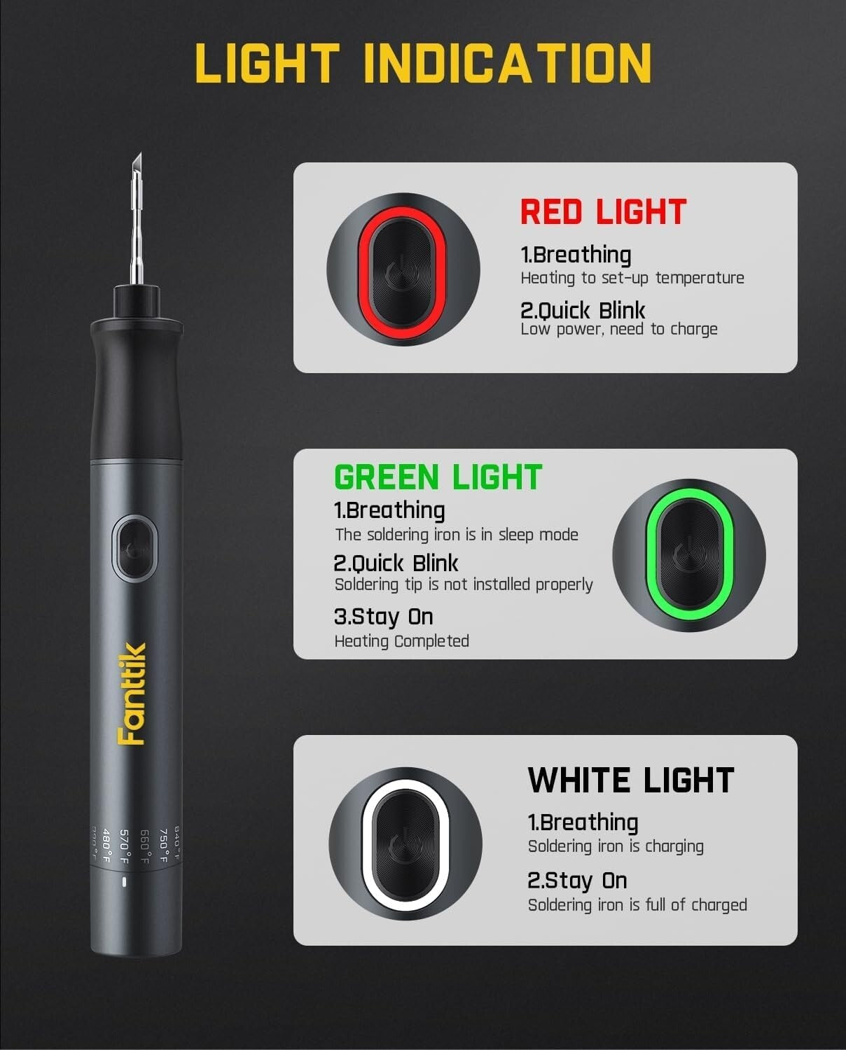 Advanced Wireless Soldering Iron Kit with ESD Tweezers & 4 Precision Tips