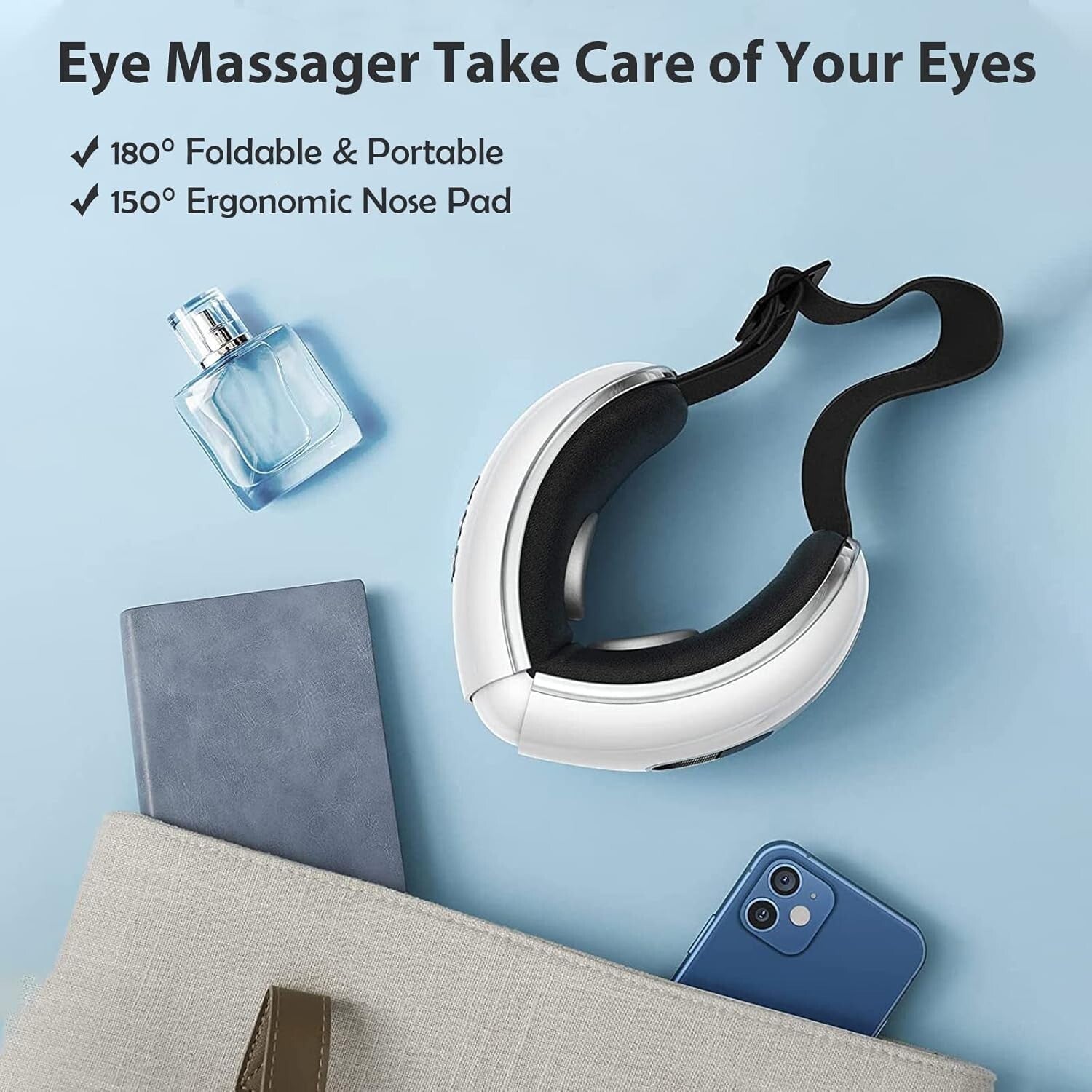 Rejuvenating Eye Massager with Heat & Cooling, Bluetooth for Migraines Relief