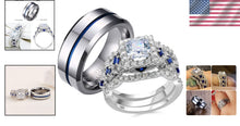 Load image into Gallery viewer, Elegant Wedding Rings Set for Couples - 925 Sterling Silver &amp; Tungsten Bands
