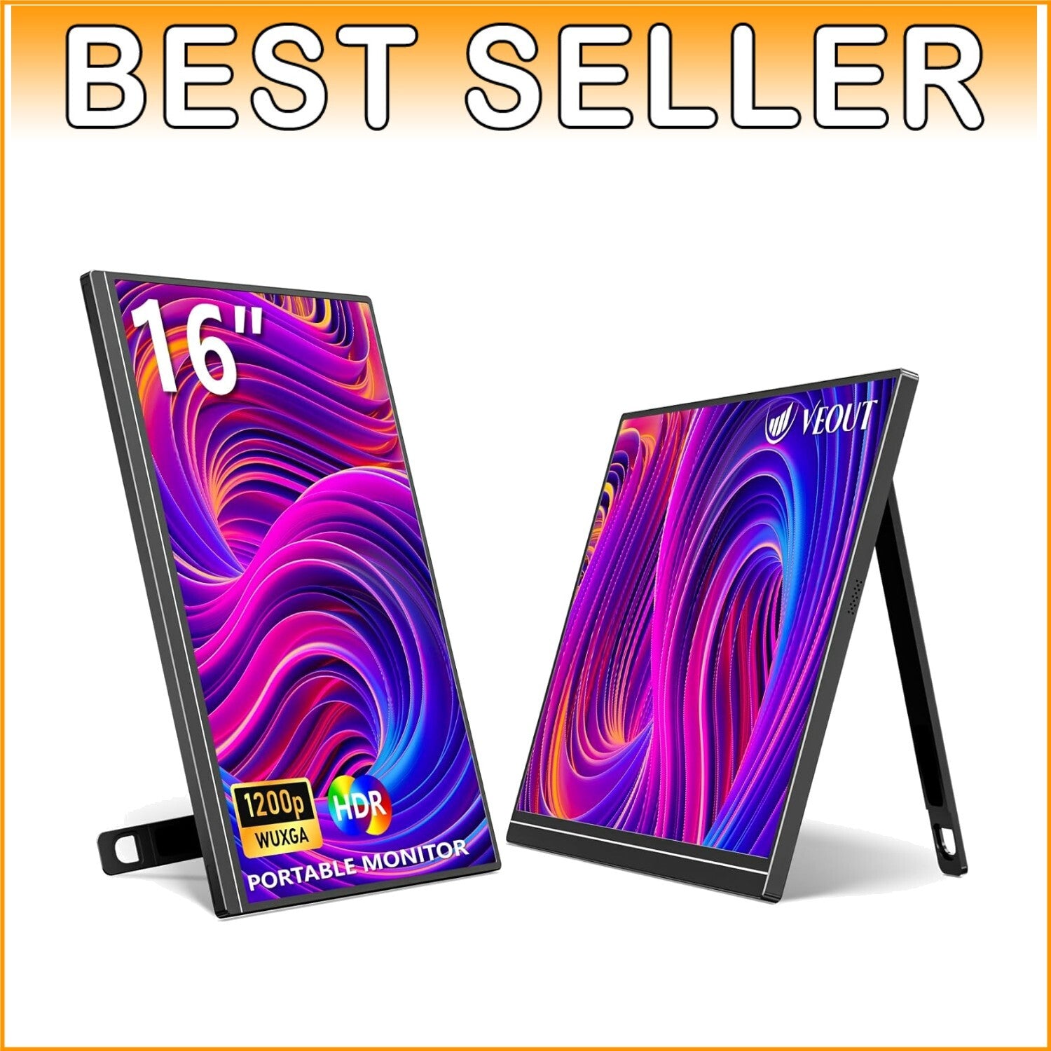 Ultra-Slim 16-Inch Portable Monitor with Kickstand - Ideal for Work and Travel