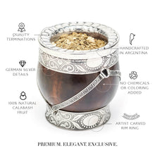 Load image into Gallery viewer, Artisan-Crafted Yerba Mate Gourd with German Silver &amp; Natural Finish - Gift Set