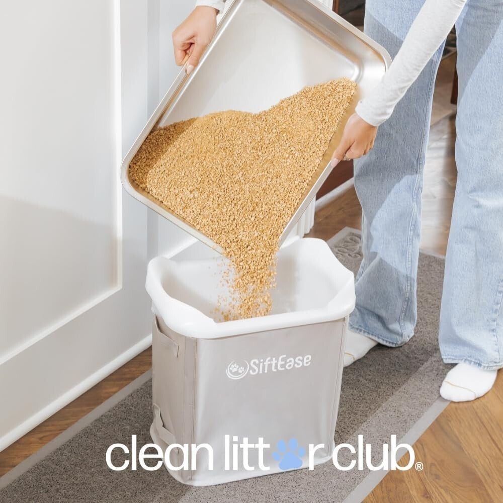 Light Grey Cat Litter Sifter - SiftEase with Deep Basket for Multi-Cat Homes