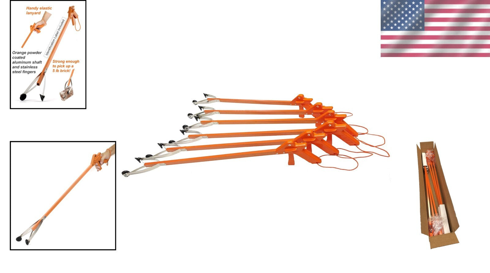 Durable 33" Litter Grabber with Orange Handle - Perfect for Indoor/Outdoor Use