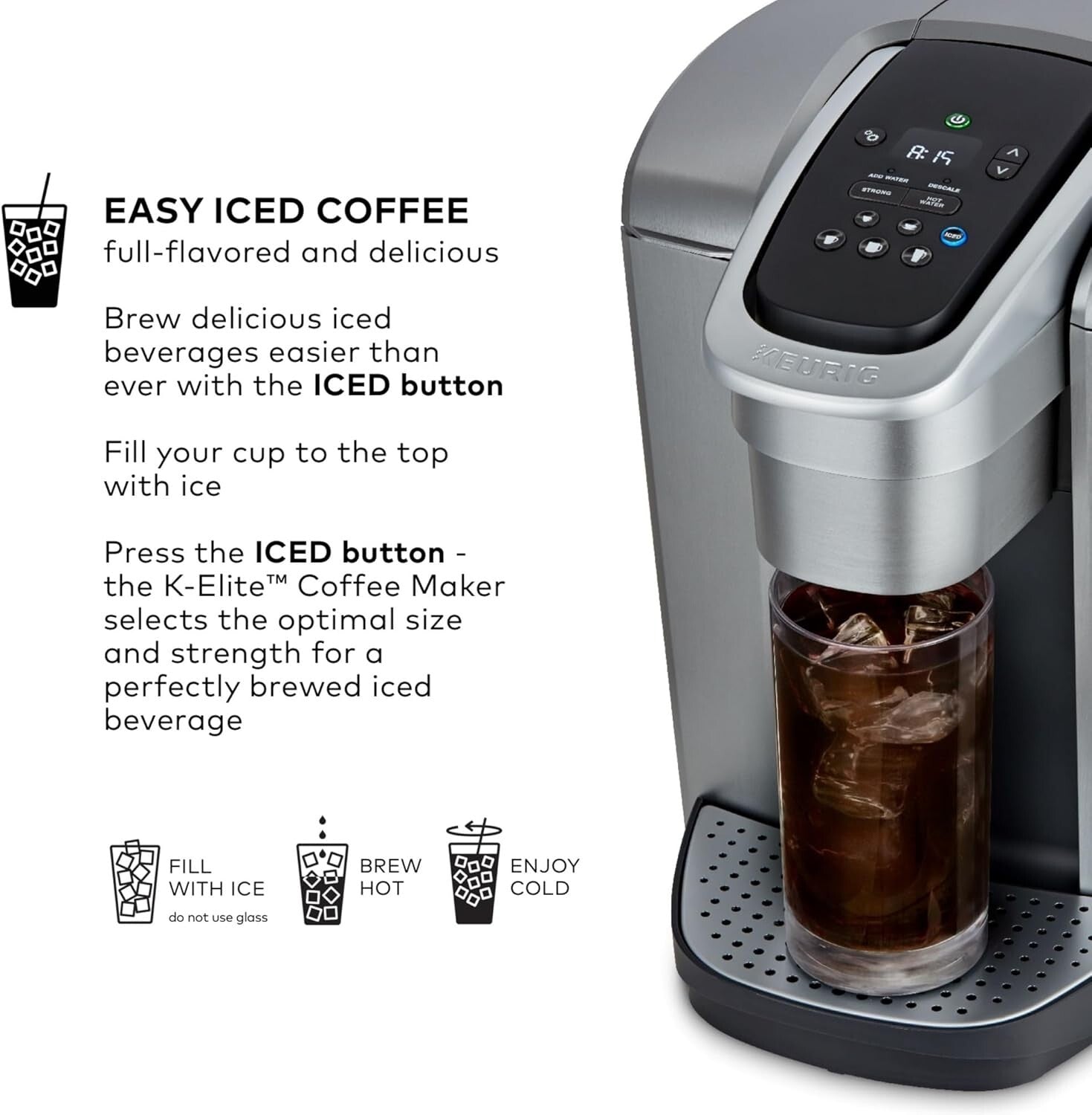 Versatile Single Serve Coffee Maker with Iced Setting & 75oz Water Reservoir