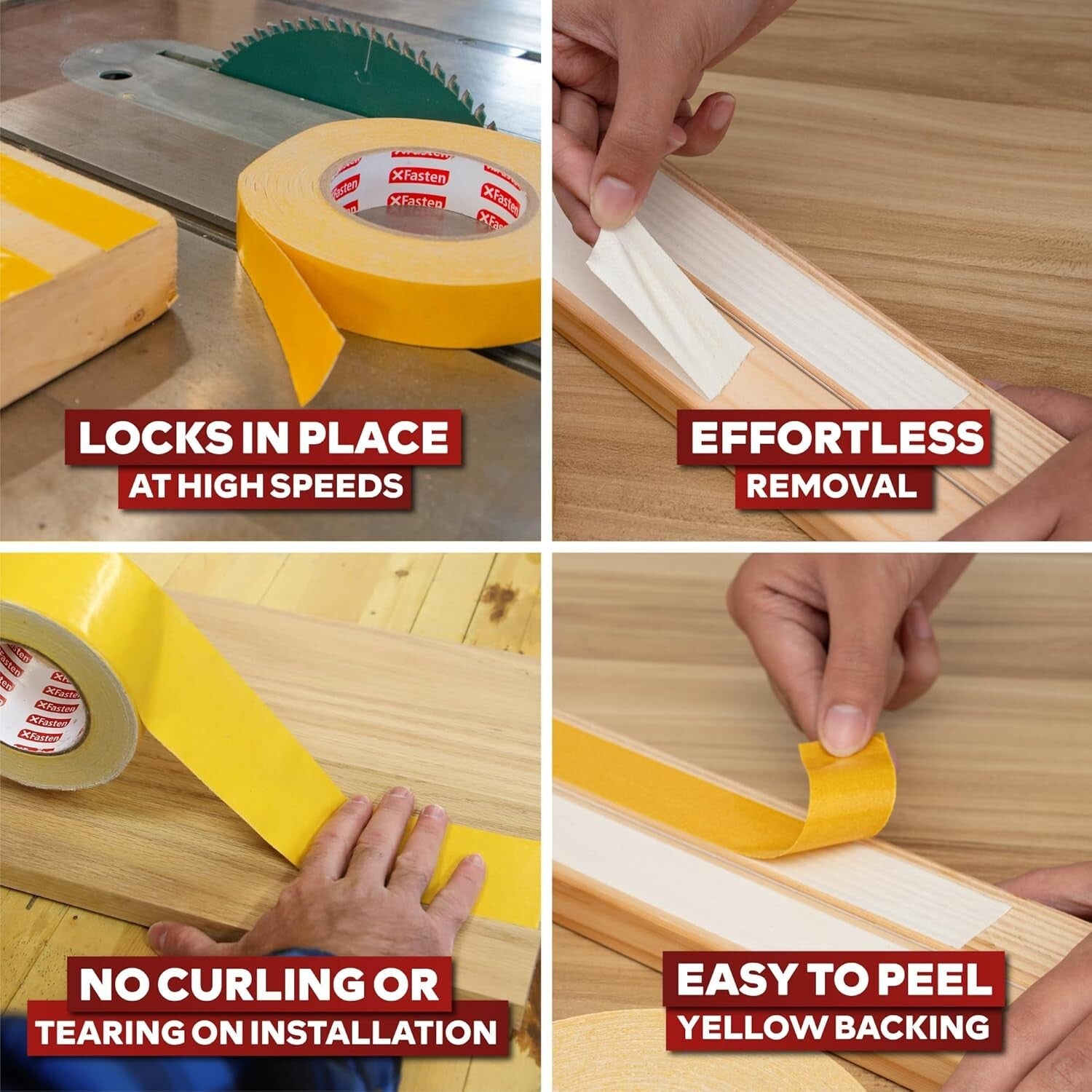 Easy-Peel Double-Sided Tape for Woodworking - Residue-Free & Surface Safe