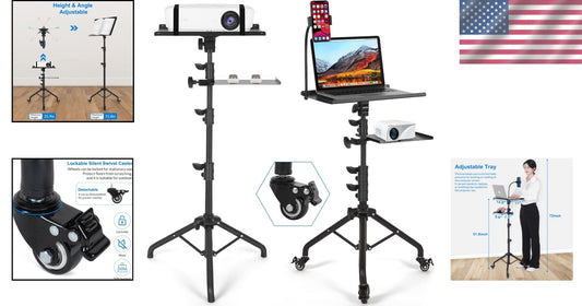 Versatile Tripod Stand for Laptop & Projector - 3 Levels, Height Up to 51.8 Inch