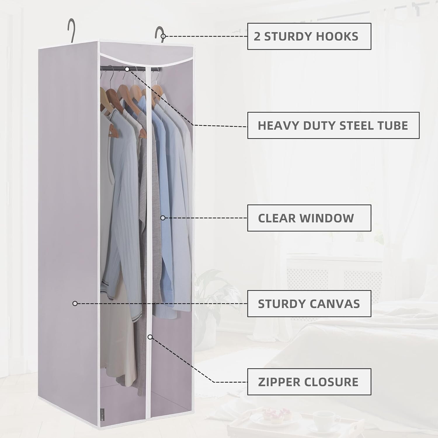 2-Pack Large Hanging Garment Bag with Zipper - Dust-Proof Clothes Protector