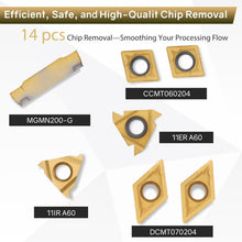 Load image into Gallery viewer, Robust 21-Pc Lathe Turning Tool Set: 7 Holders, 14 Inserts - Patent Pending