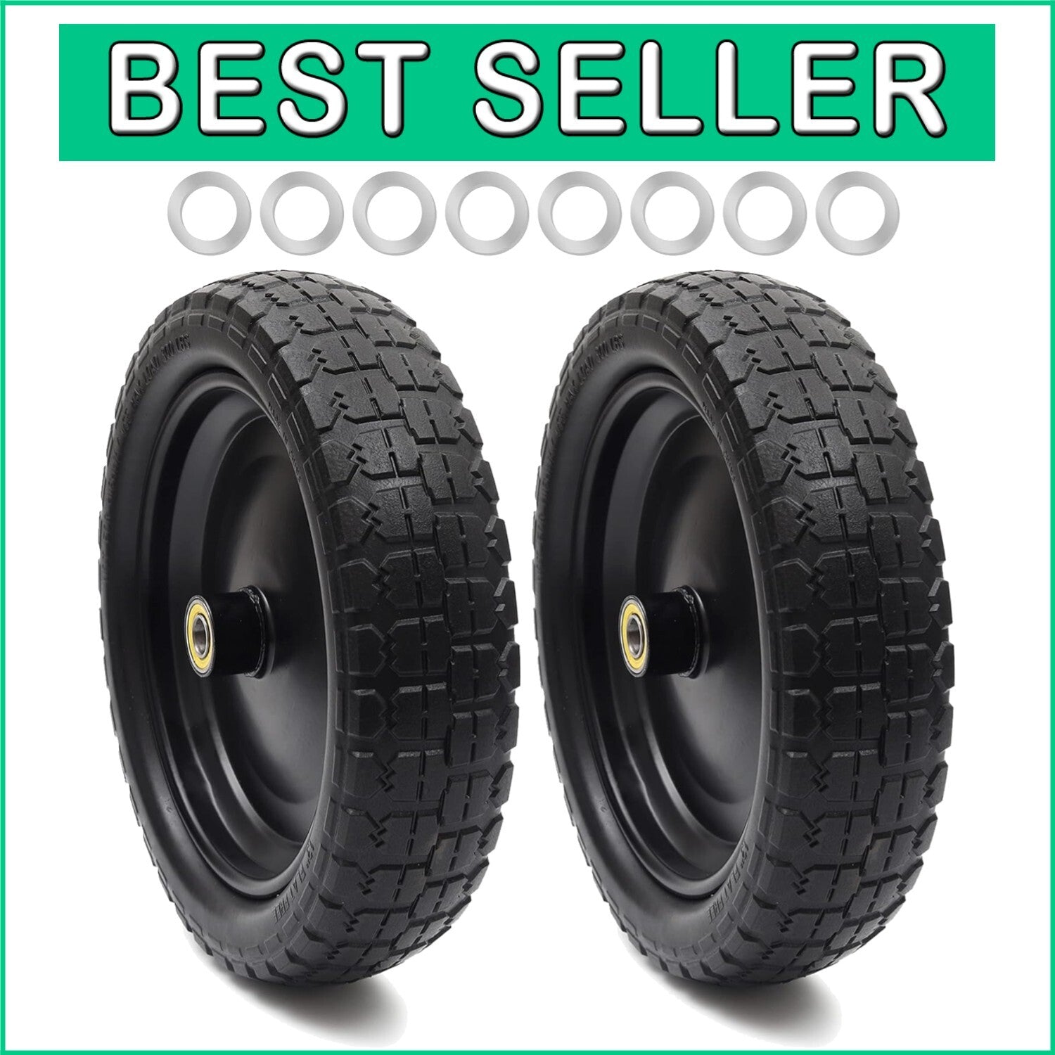 13" Flat-Free Tire & Wheel Set - Durable Replacement for Lawn & Utility Trailers