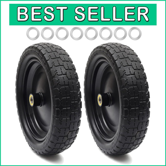 13" Flat-Free Tire & Wheel Set - Durable Replacement for Lawn & Utility Trailers