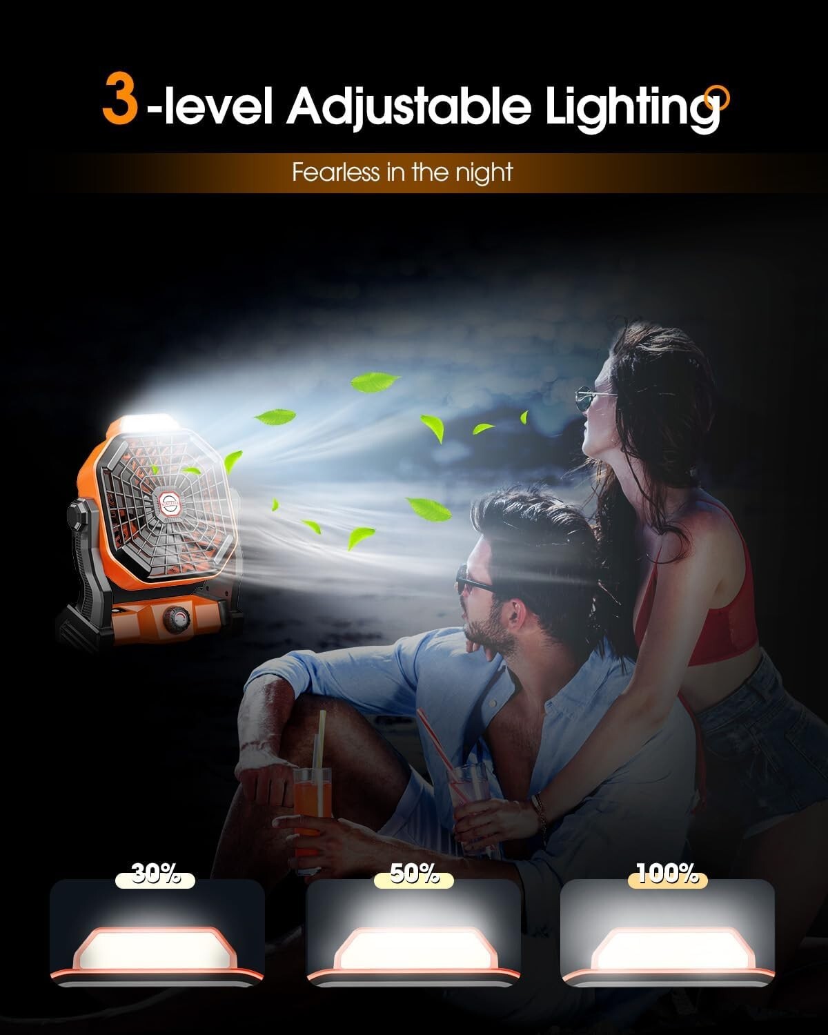 Portable 20000mAh Camping Fan & LED Light - Perfect for Outdoor Adventures