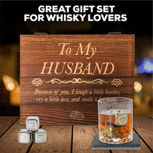Load image into Gallery viewer, Engraved Whisky Glass and Stainless Steel Stones Set - Unique Anniversary Gift