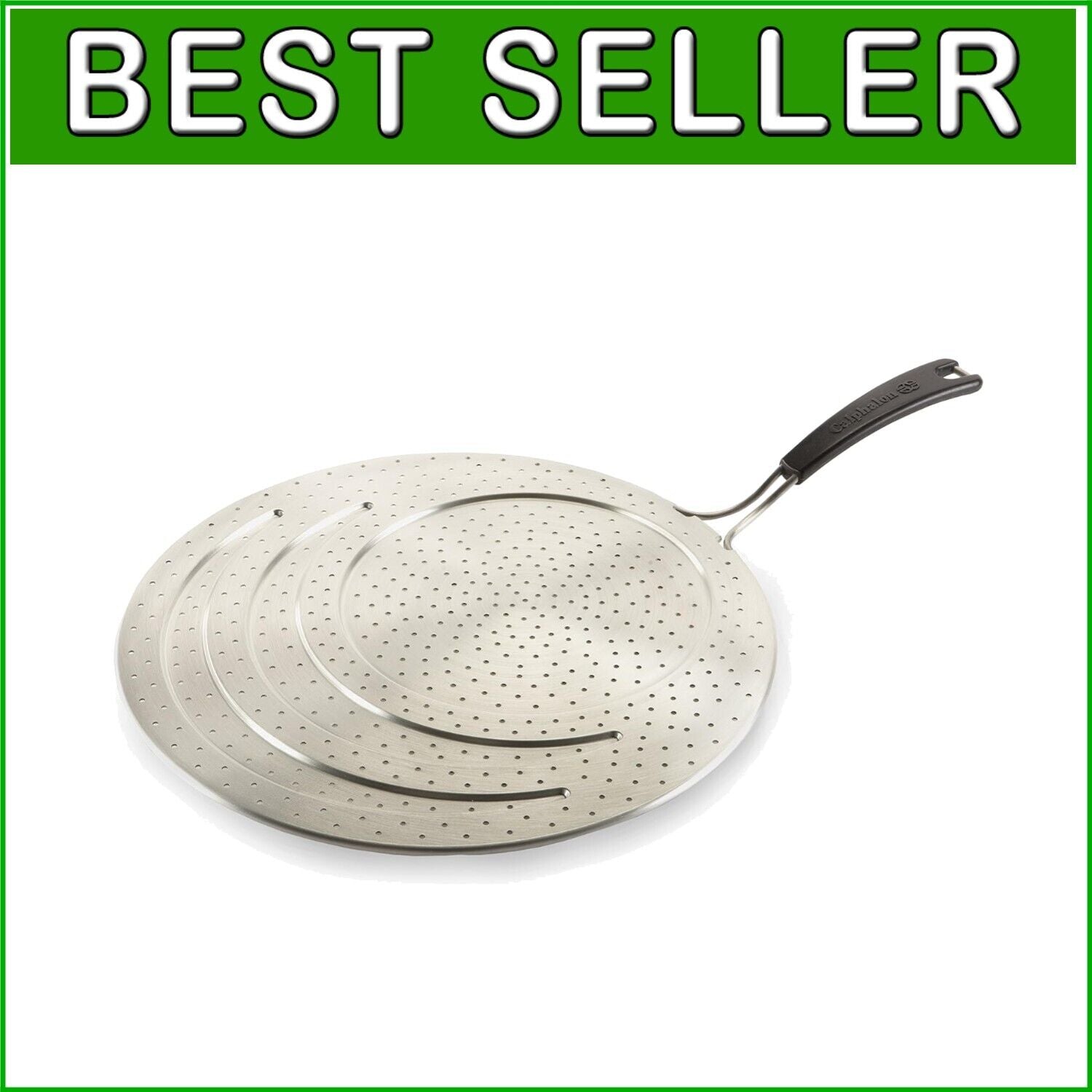 13" Stainless Steel Splatter Guard with Stay-Cool Handle for A Cleaner Kitchen