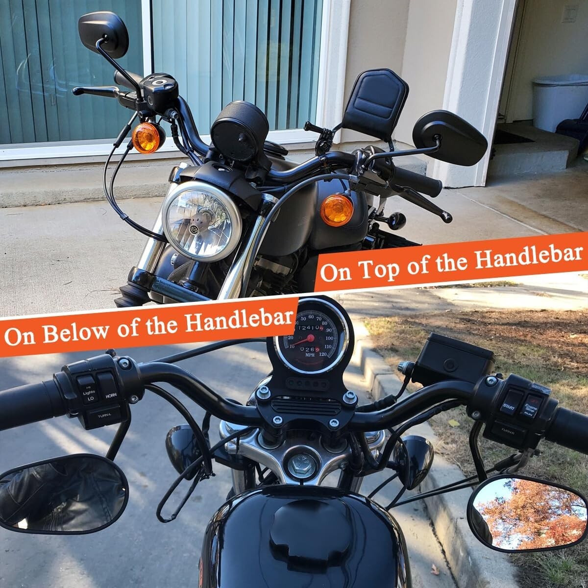 Chrome Long Stem Handlebar Mount Mirrors for 2024 Harley Models - Left & Right