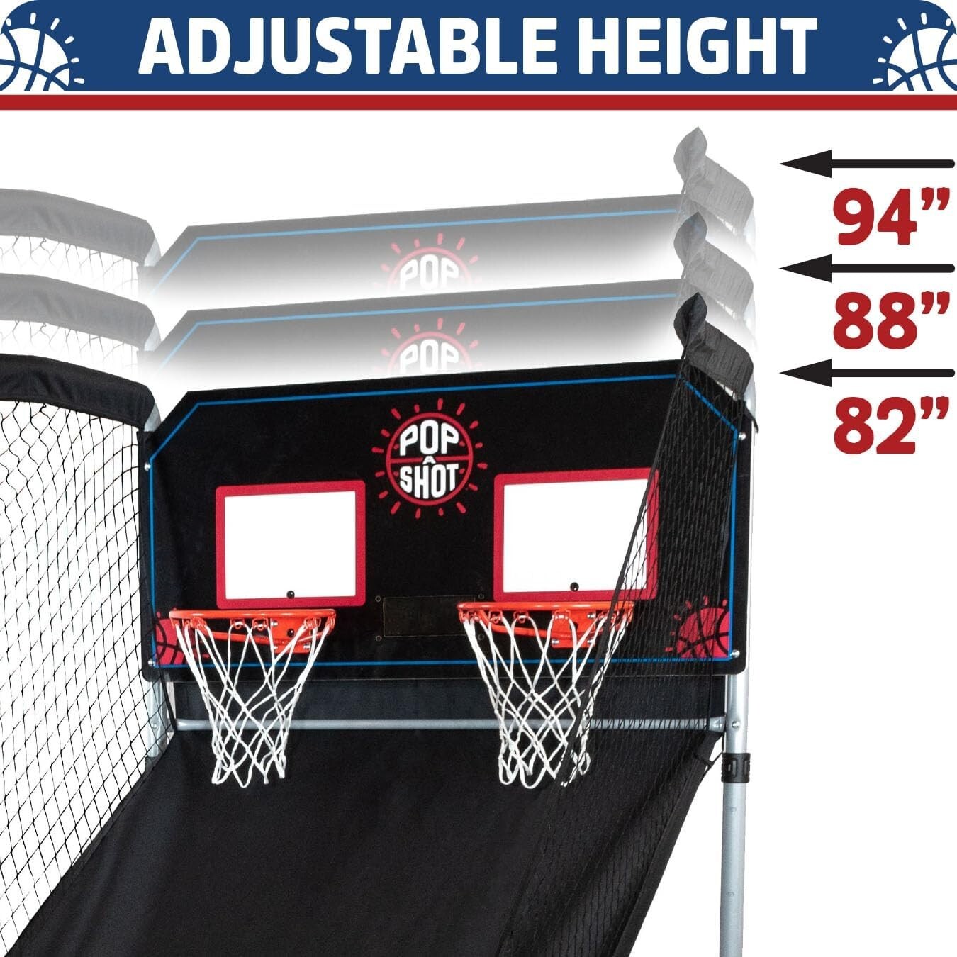 Family-Friendly Arcade Basketball Set - Adjustable Height, Durable Steel Frame