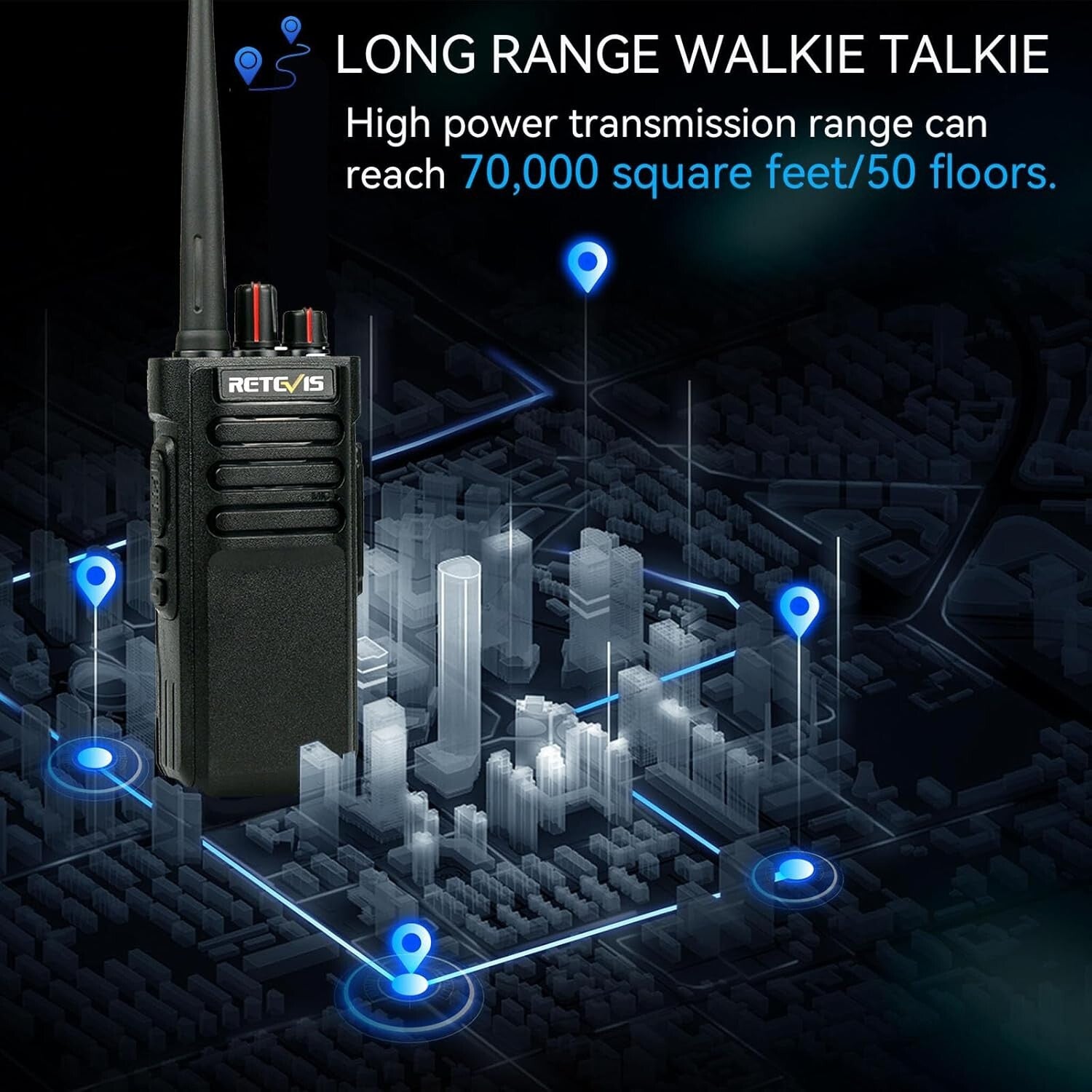 Enterprise-Grade Walkie Talkies, 7 Mile Range, Waterproof Speaker Mic Included