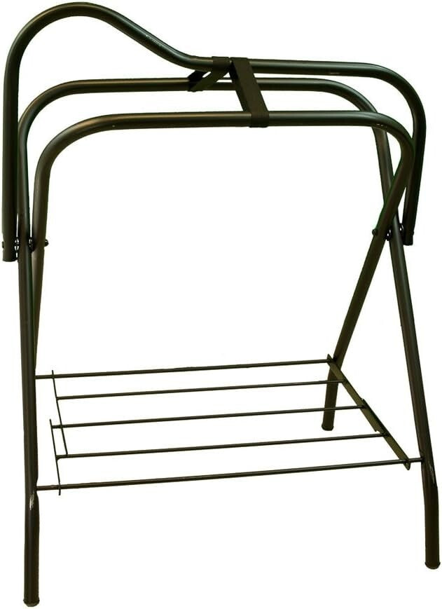 Collapsible Black Saddle Rack with Adjustable Bar - Perfect for Equestrian Gear